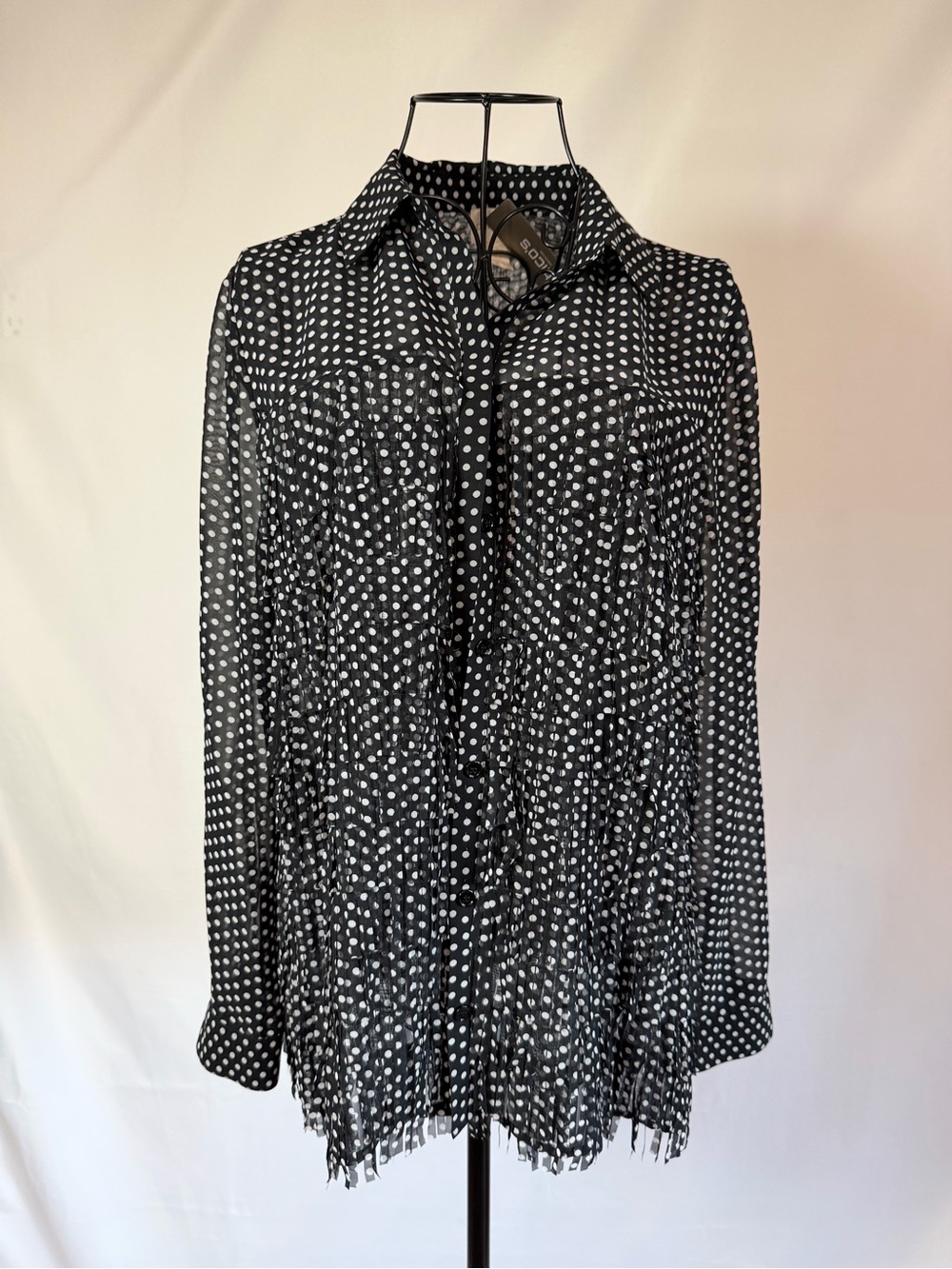 Chico's Black Shirt with White Polka Dots - Button Down